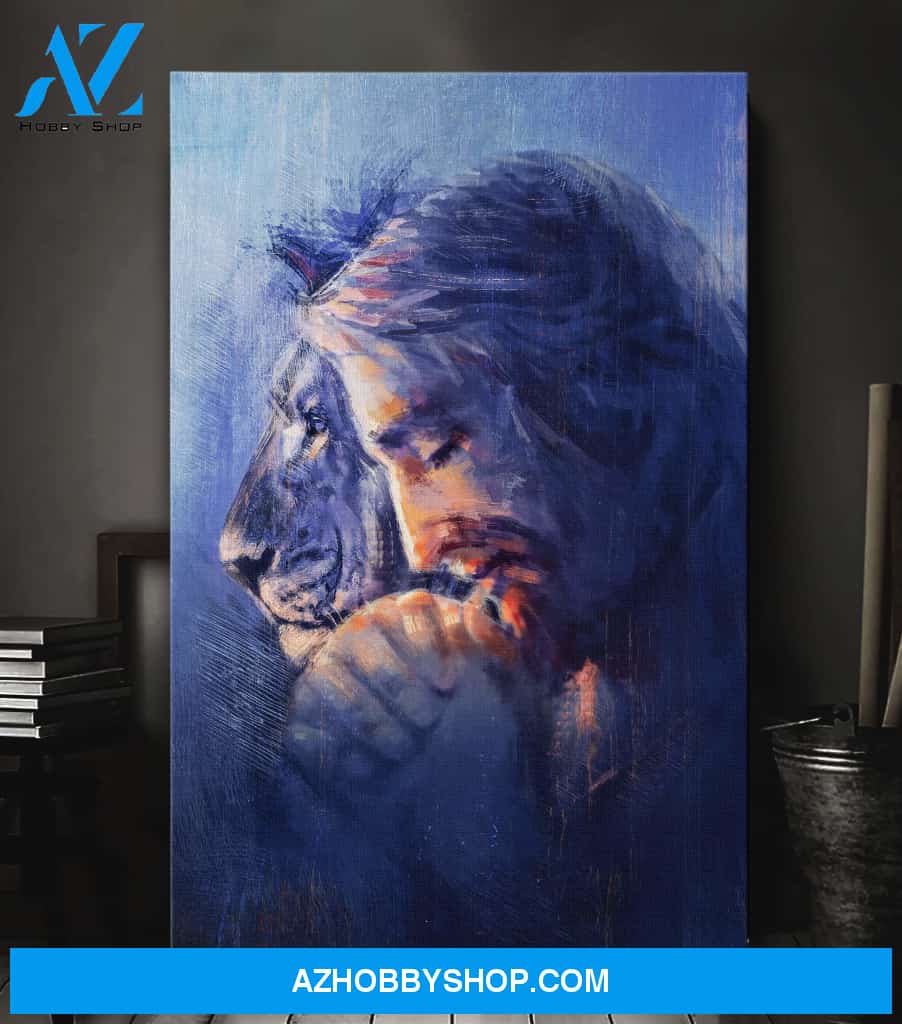 Amazing lion and Jesus - Have faith on him Jesus Portrait Canvas Prints - Wall Art