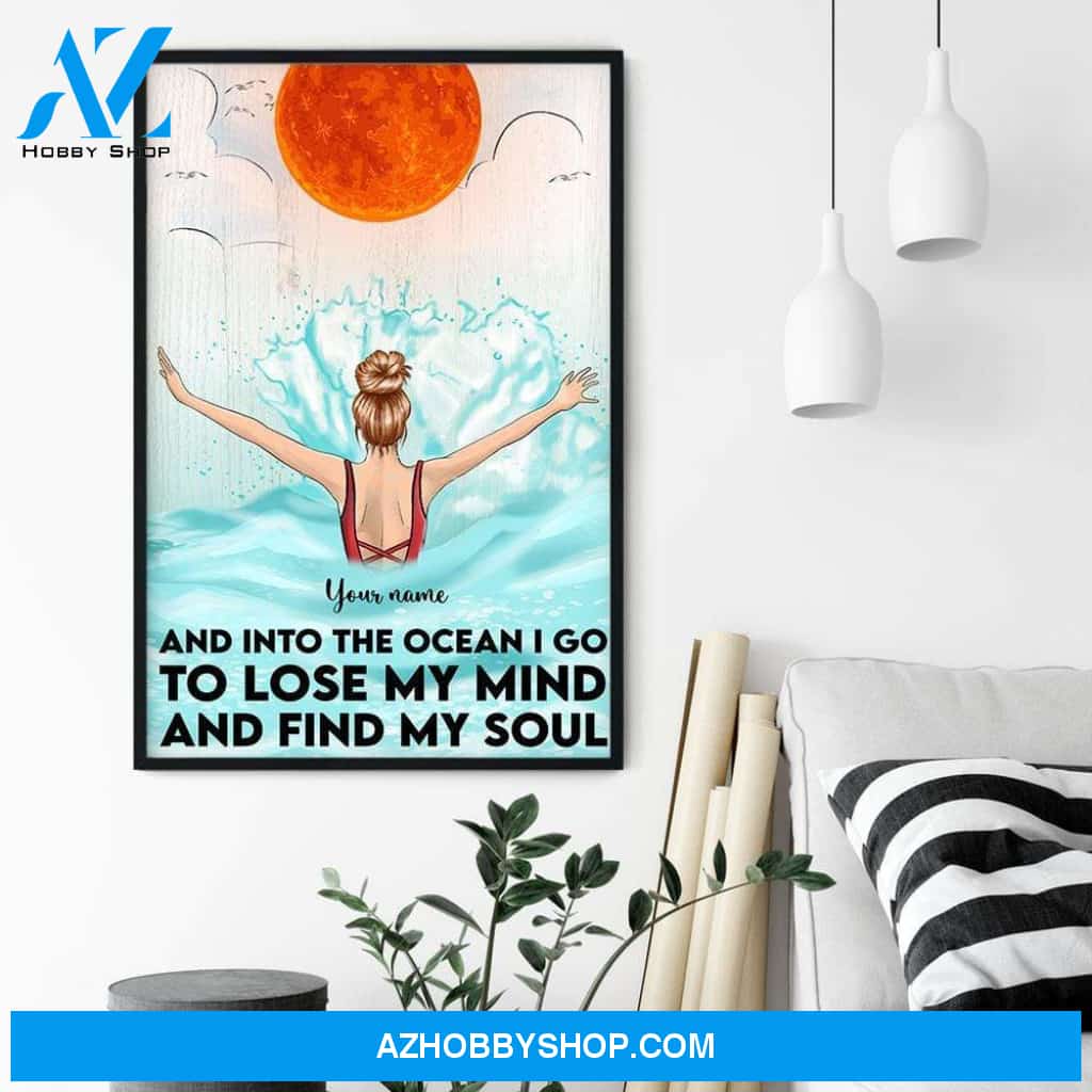 And Into The Ocean I Go , Swimming Custom Poster/Canvas, Gift For Summer