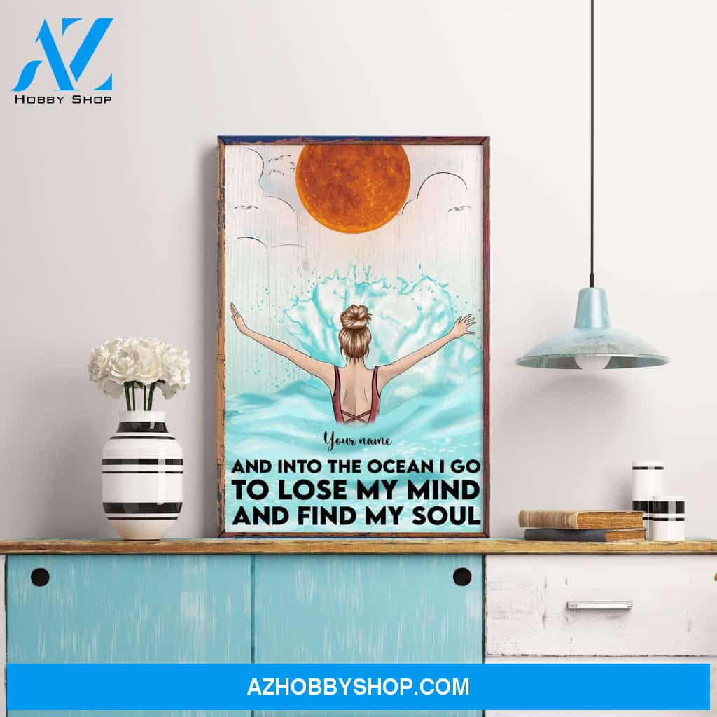 And Into The Ocean I Go , Swimming Custom Poster/Canvas, Gift For Summer