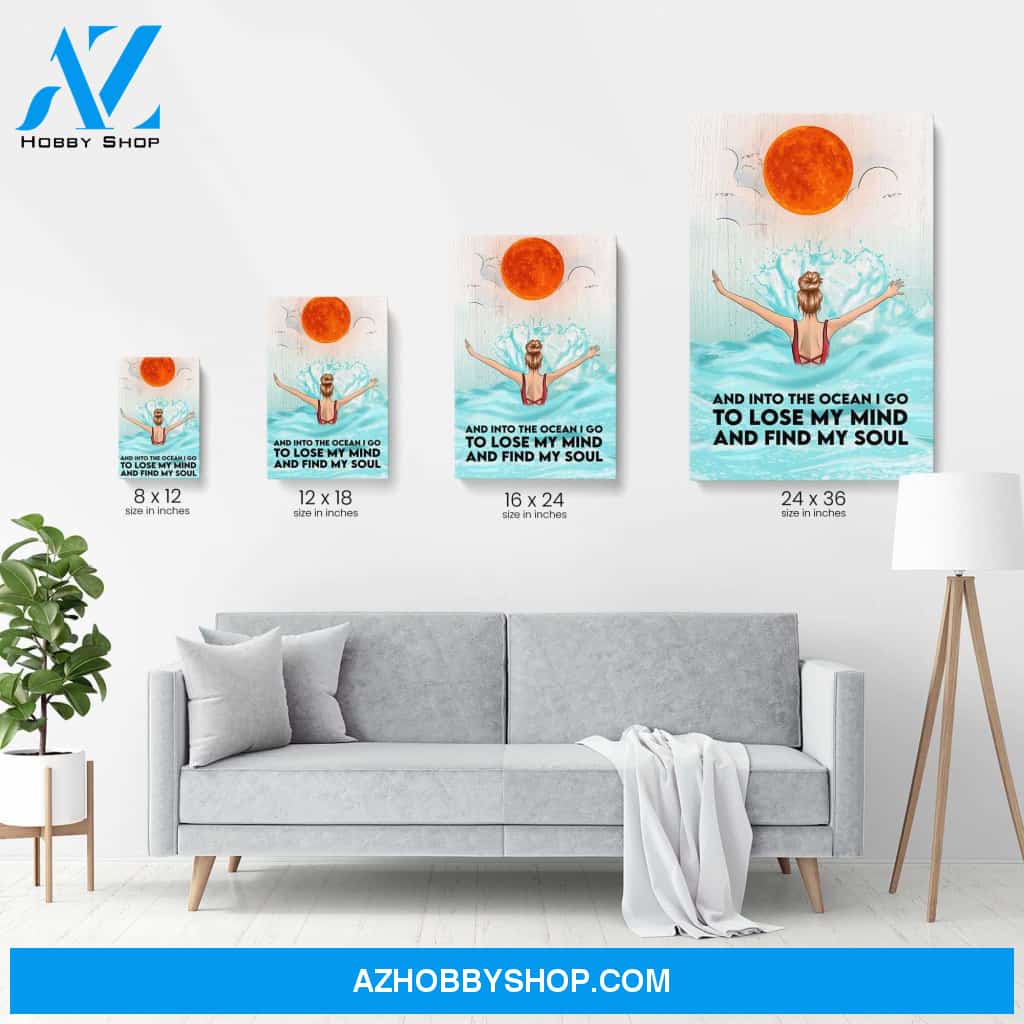 And Into The Ocean I Go , Swimming Custom Poster/Canvas, Gift For Summer