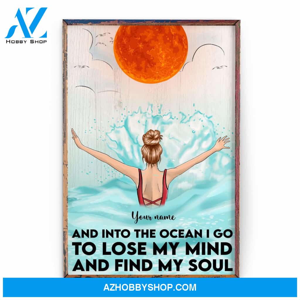 And Into The Ocean I Go , Swimming Custom Poster/Canvas, Gift For Summer