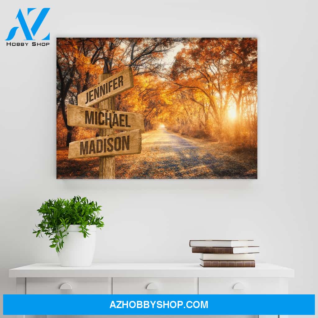 Autumn Road Color Multi-Names Premium Canvas 2