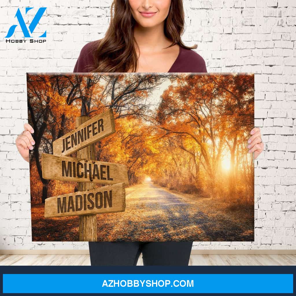 Autumn Road Color Multi-Names Premium Canvas 2