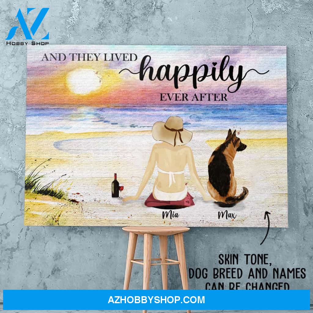 Beach And Dog - Personalized Custom Canvas