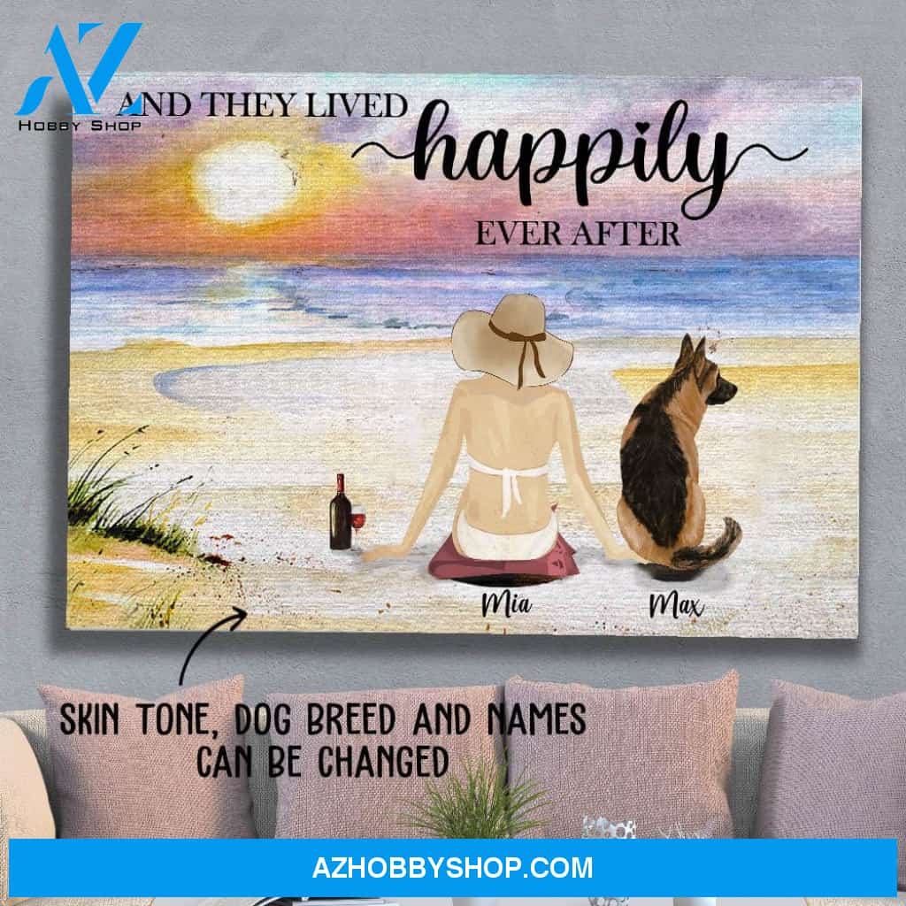 Beach And Dog - Personalized Custom Canvas