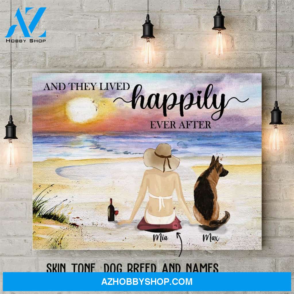 Beach And Dog - Personalized Custom Canvas