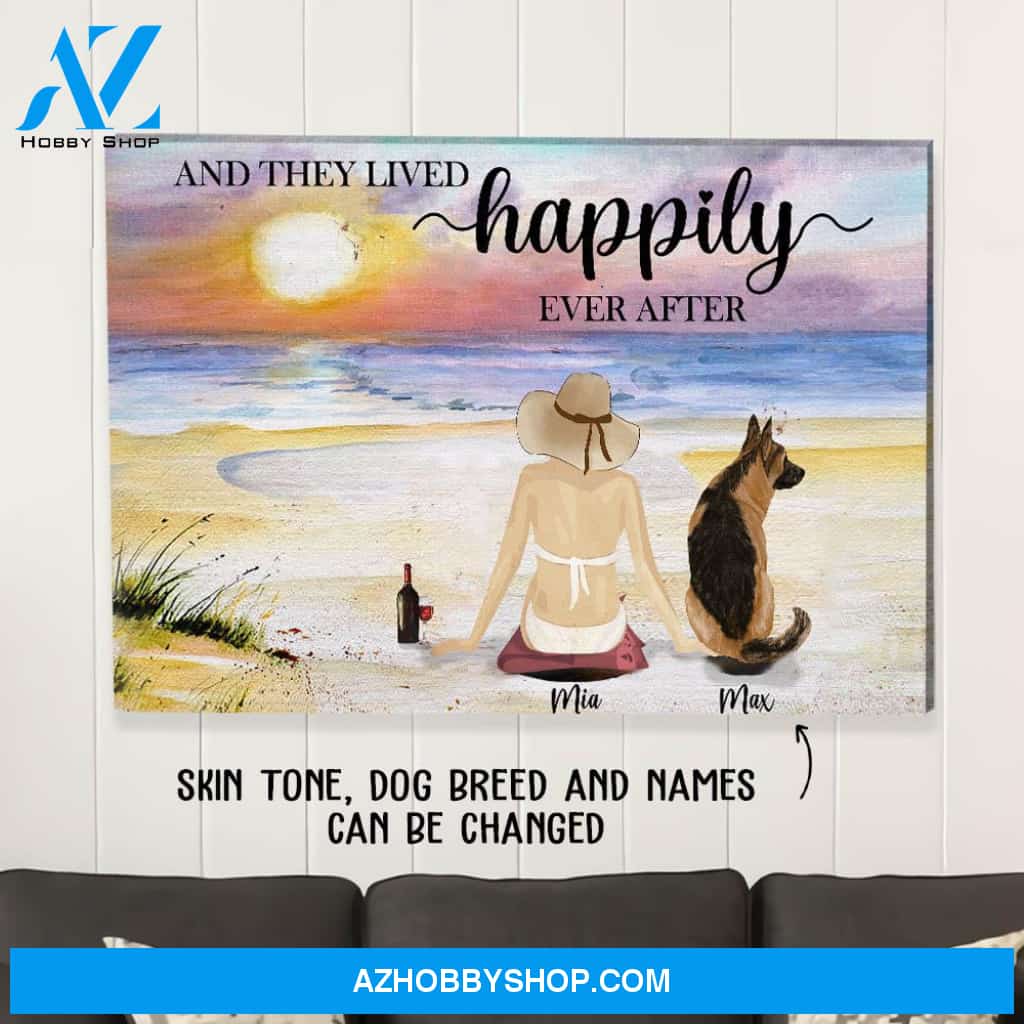 Beach And Dog - Personalized Custom Canvas