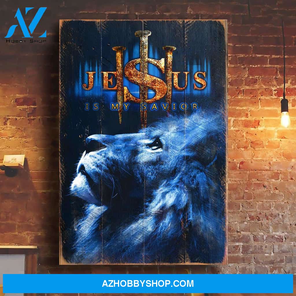 Blue lion - Jesus is my savior Jesus Portrait Canvas Prints - Wall Art
