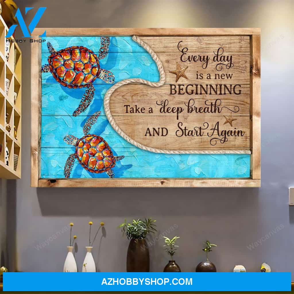 Colorful turtle pattern - Everyday is new beginning - Jesus Landscape Canvas Prints - Wall Art