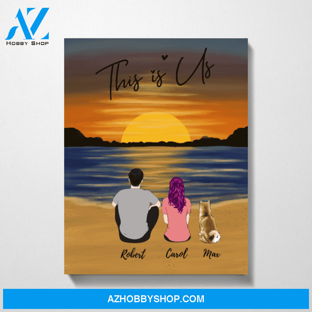 Couple At Sunset Beach Customized Premium Canvas