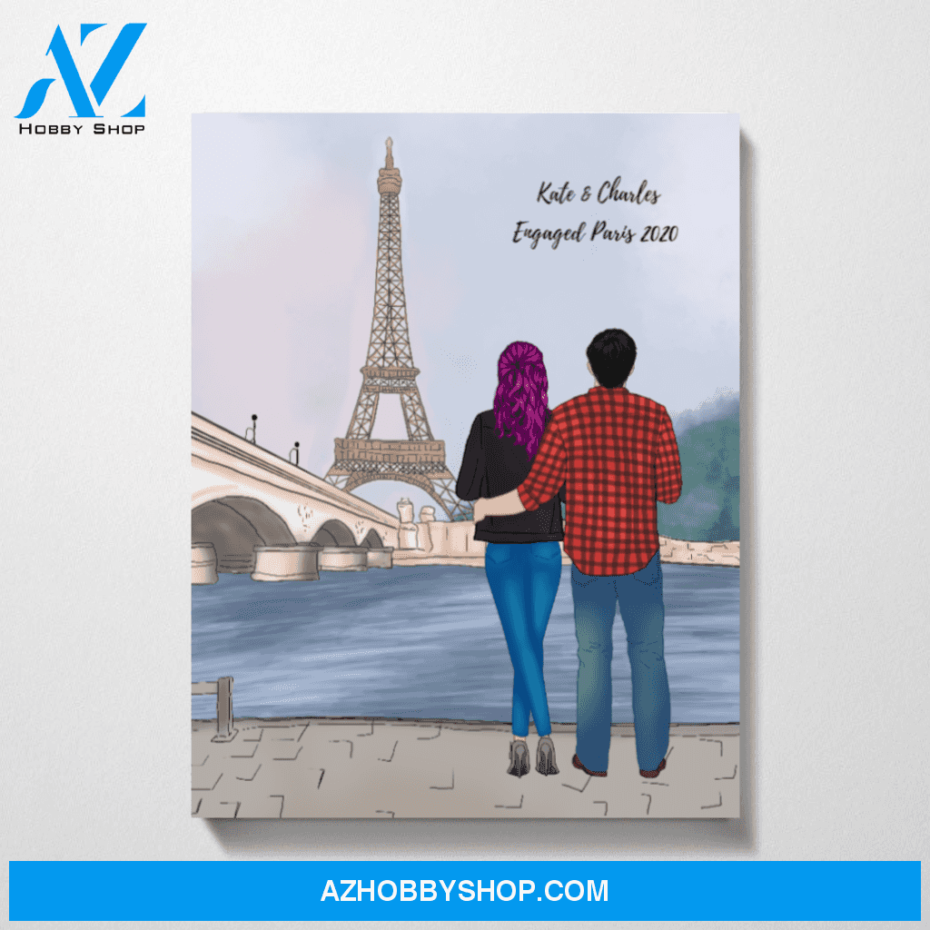 Couple In Paris Premium Canvas