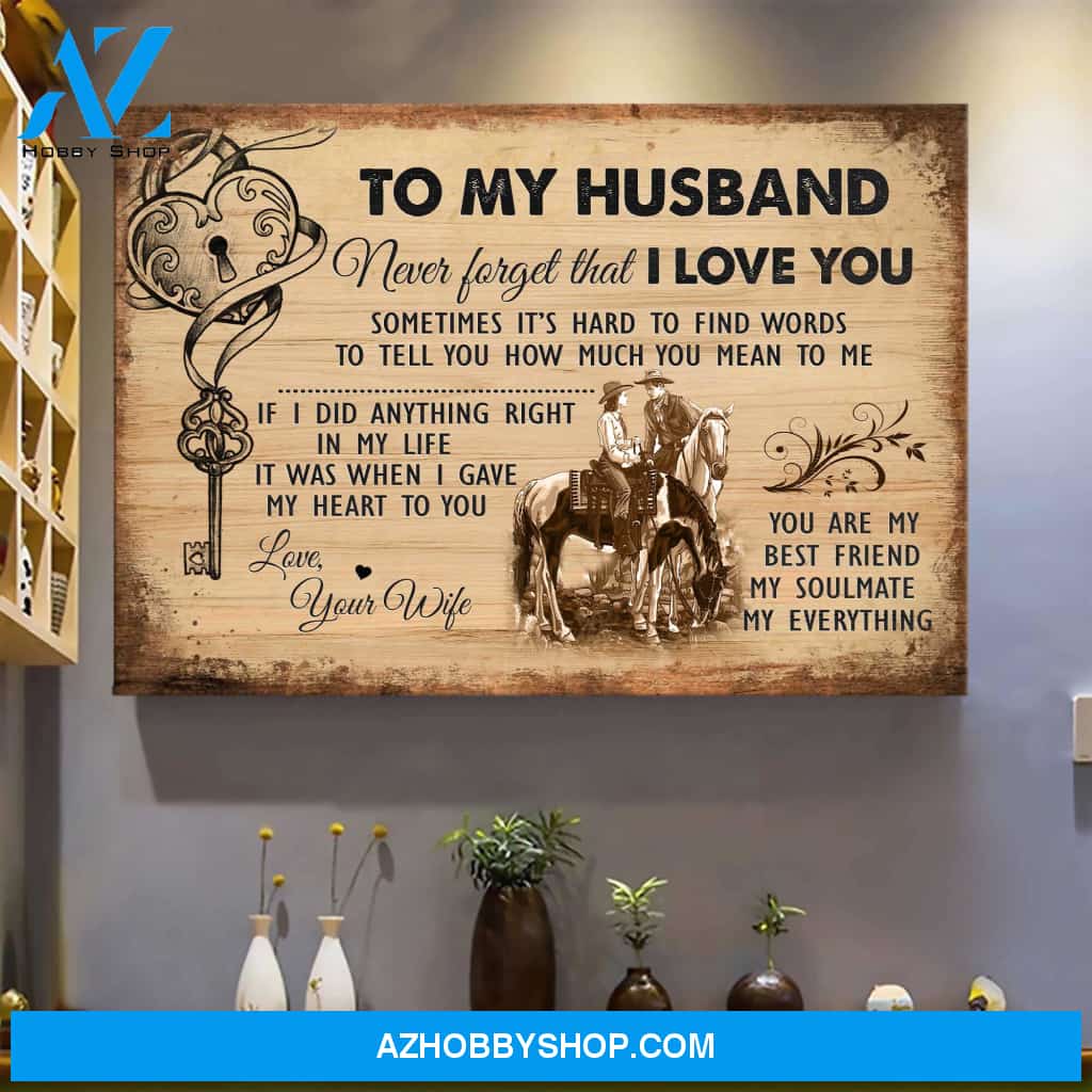 Couple riding horses - Never forget that I love you - To my husband Landscape Canvas Prints - Wall Art
