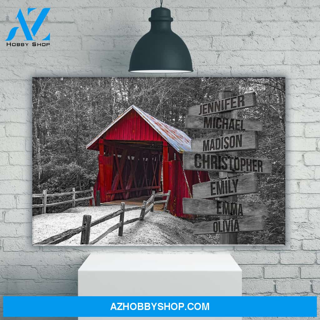 Covered Bridge Multi-Names Premium Canvas