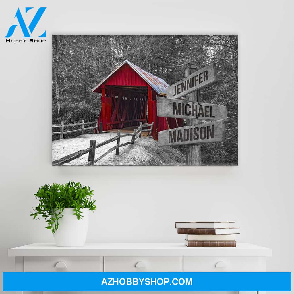 Covered Bridge Multi-Names Premium Canvas