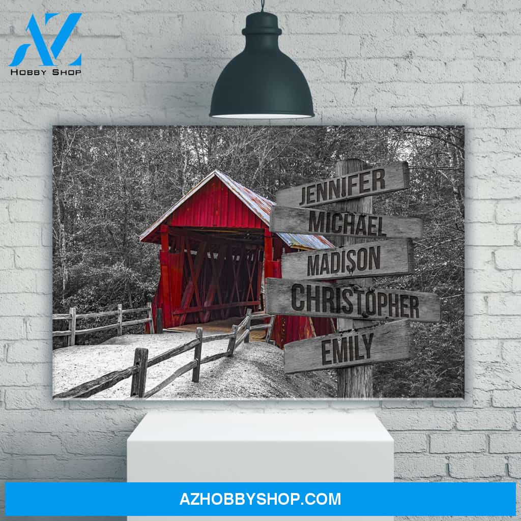 Covered Bridge Multi-Names Premium Canvas