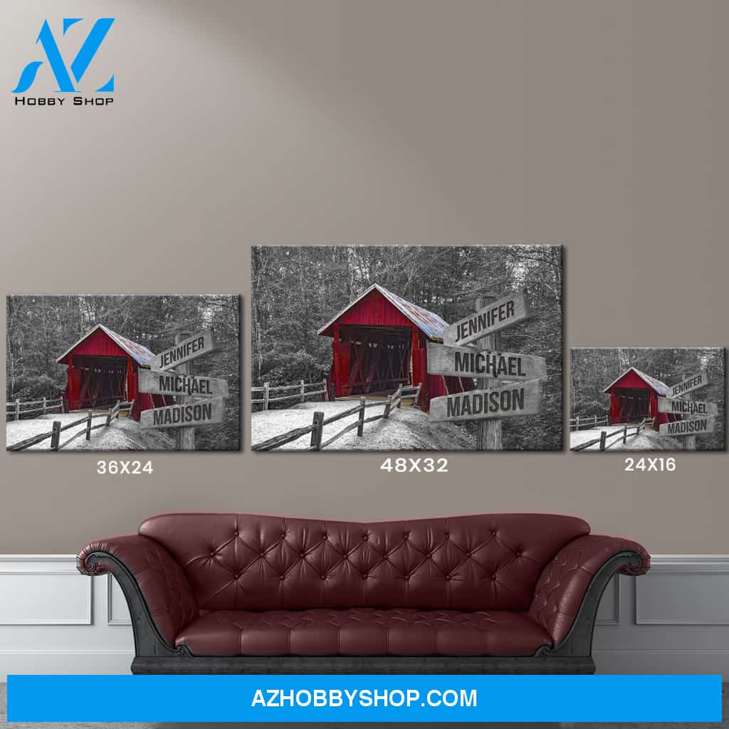 Covered Bridge Multi-Names Premium Canvas