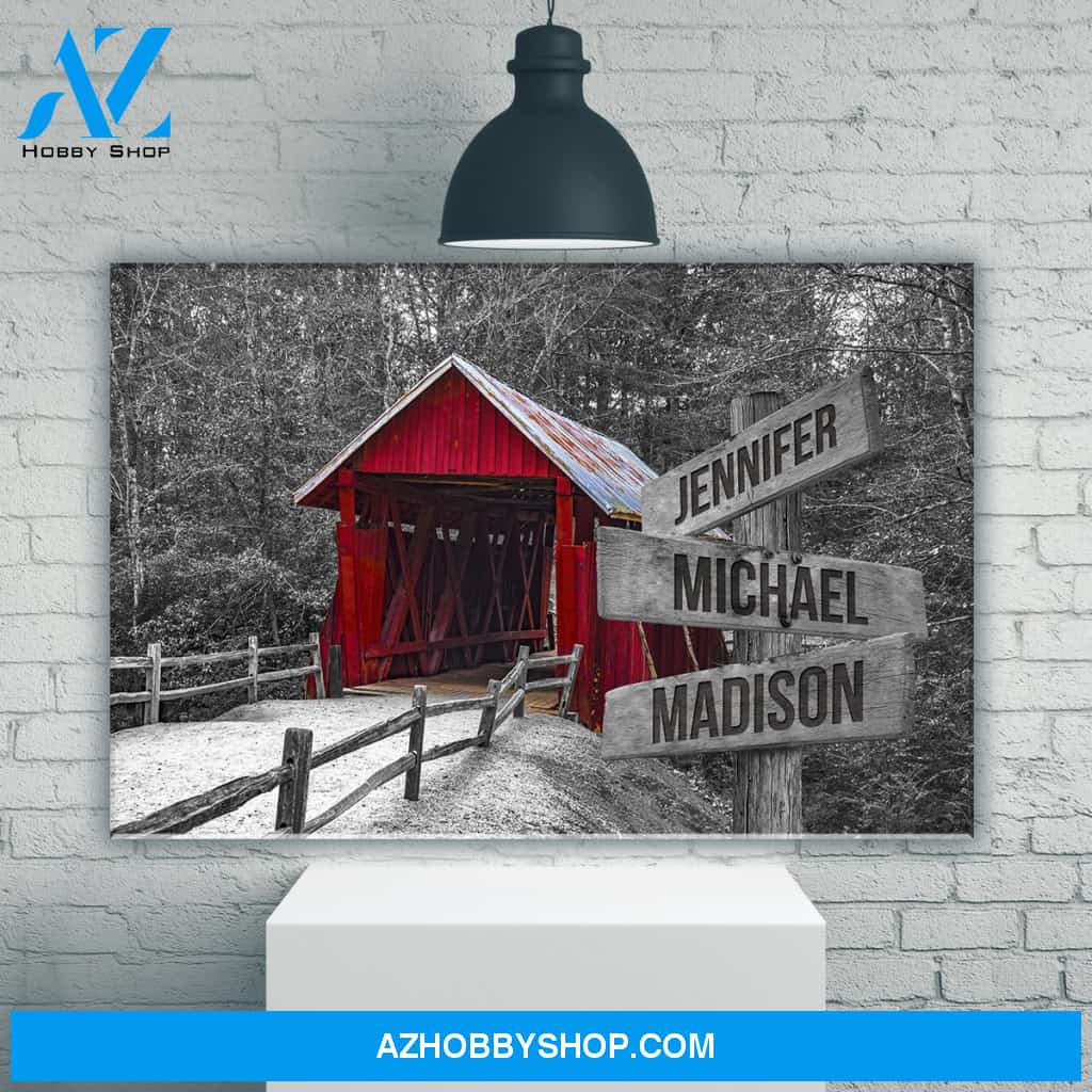 Covered Bridge Multi-Names Premium Canvas