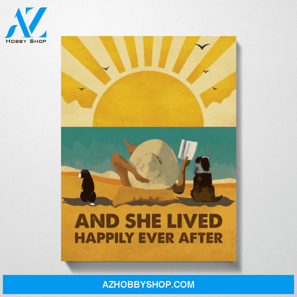 Custom Canvas Girl on the Beach with Dogs Personalized Gift for Dog Lovers