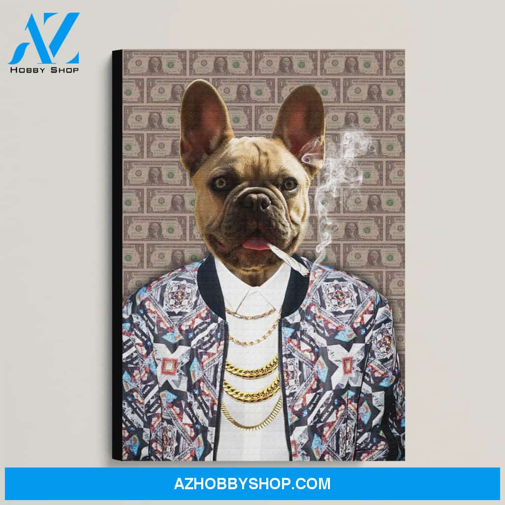 Custom Pet Portrait, The Gangster Canvas Prints