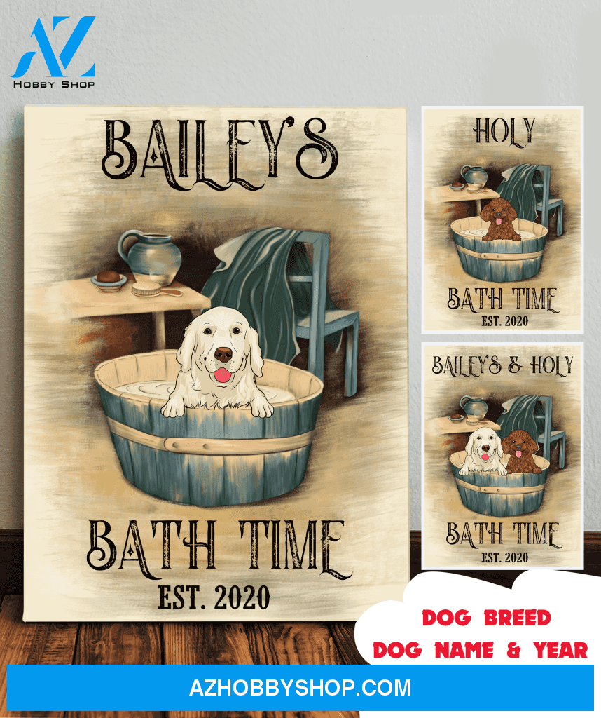 Dog's Bath Time - Personalized Custom Canvas