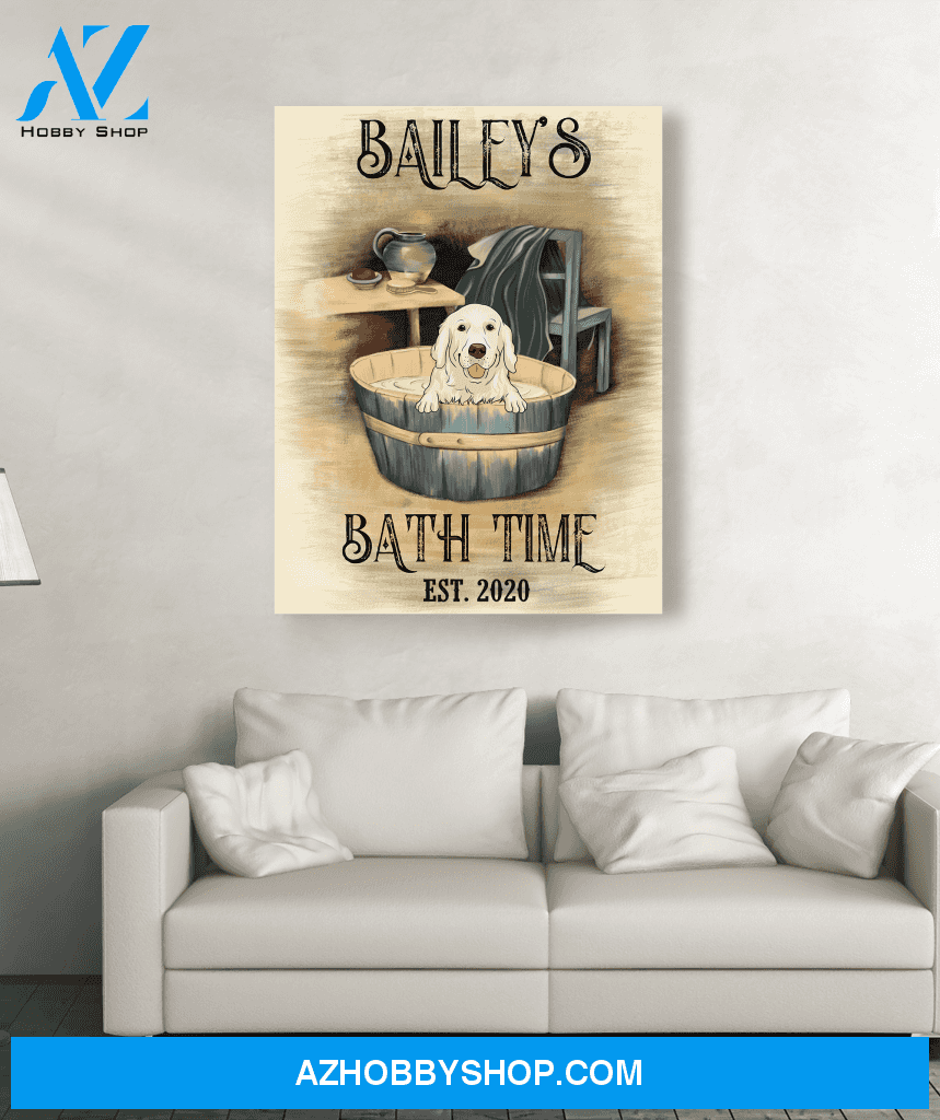 Dog's Bath Time - Personalized Custom Canvas