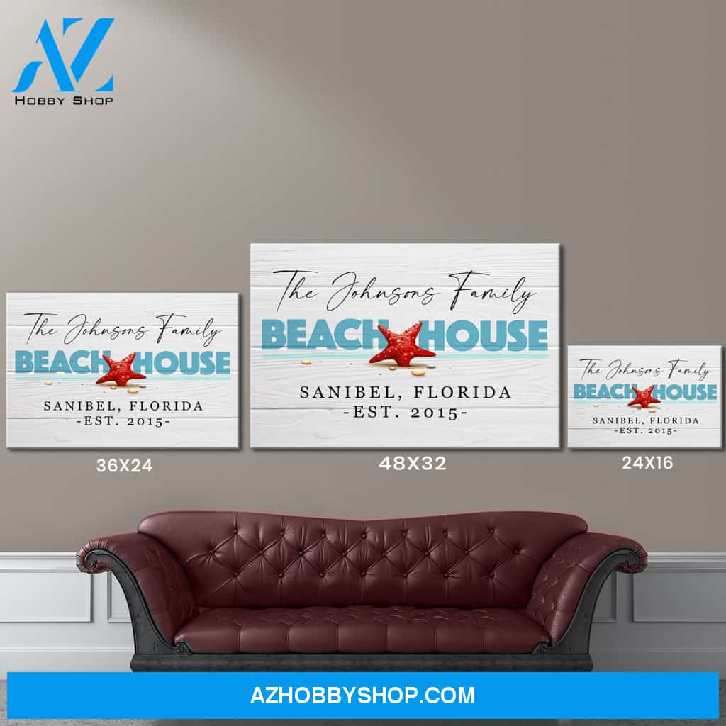 Family Beach House Sign Premium Canvas