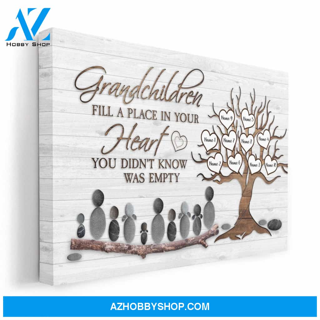 Grandchildren Fill A Place In Your Heart, Family Custom Canvas & Poster, Gift For Family