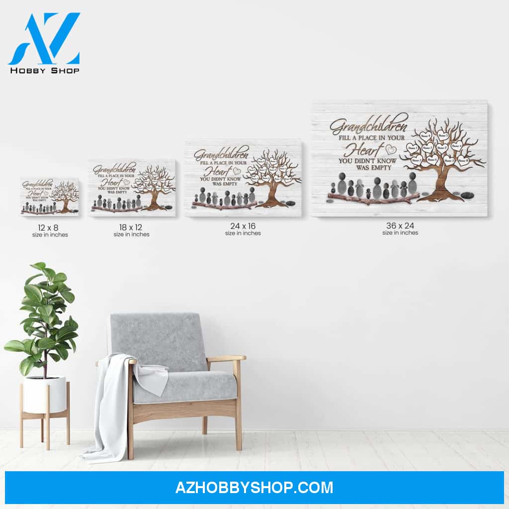 Grandchildren Fill A Place In Your Heart, Family Custom Canvas & Poster, Gift For Family