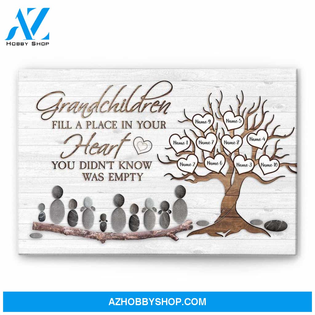 Grandchildren Fill A Place In Your Heart, Family Custom Canvas & Poster, Gift For Family