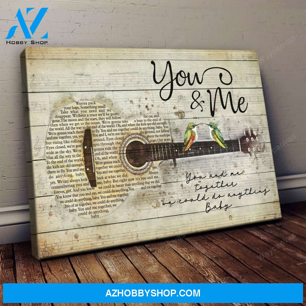 Guitar art , You and me together we could do anything Couple Landscape Canvas Prints - Wall Art