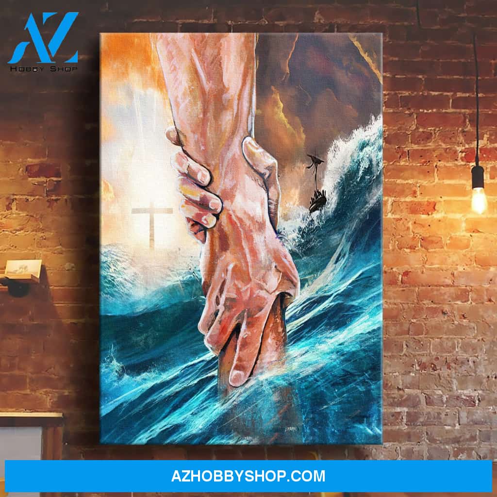 In the sea - Take his hand Jesus Portrait Canvas Prints - Wall Art