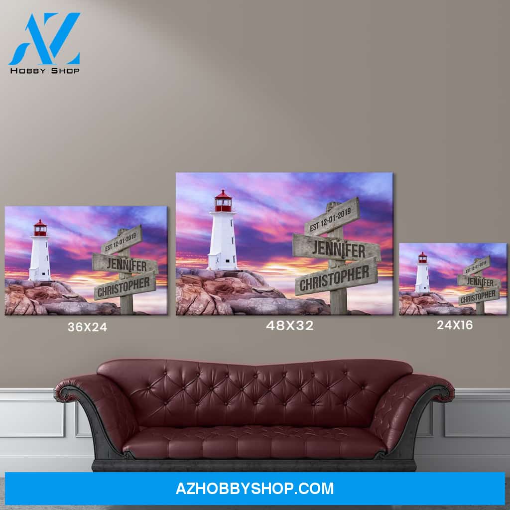 Lighthouse Sunset Color Names Premium Canvas