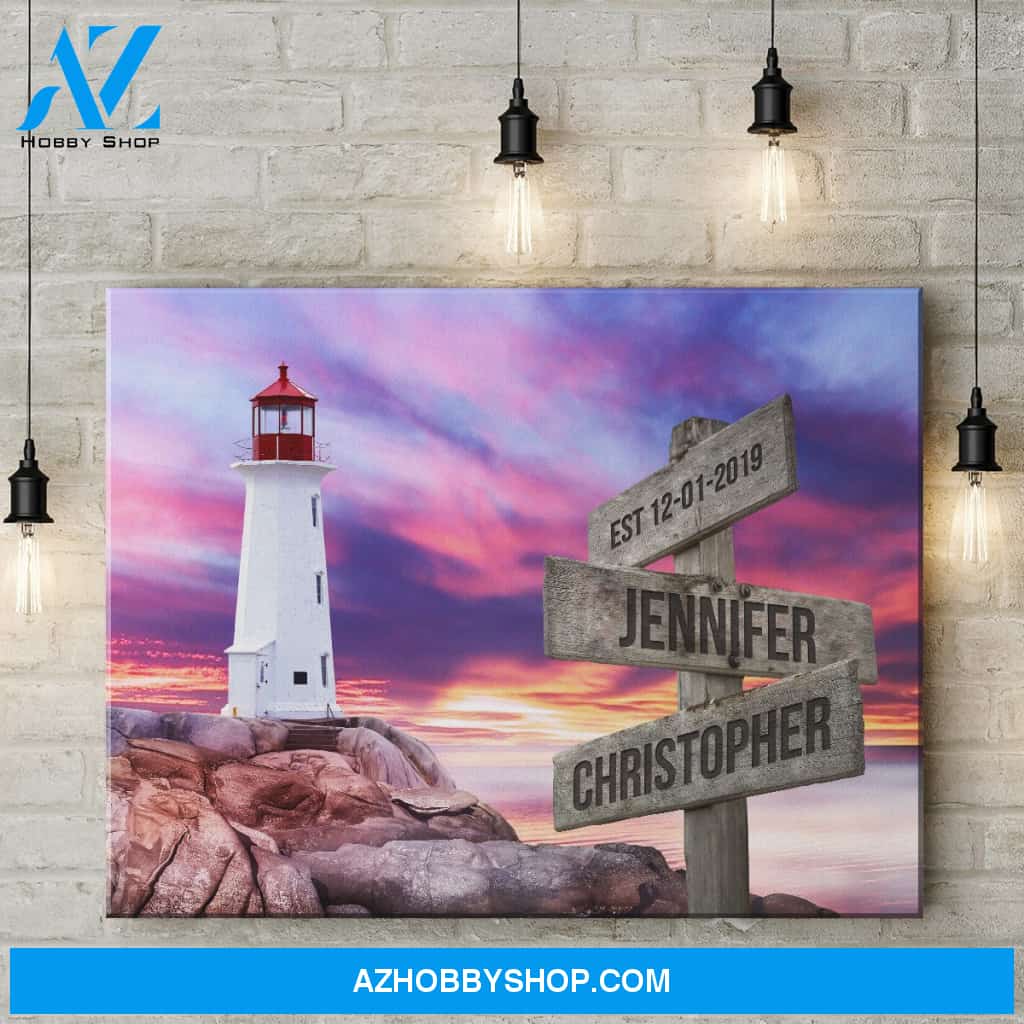 Lighthouse Sunset Color Names Premium Canvas