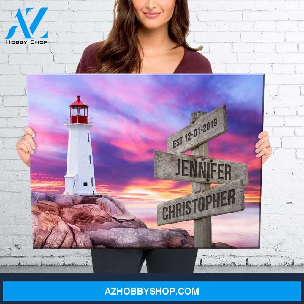 Lighthouse Sunset Color Names Premium Canvas