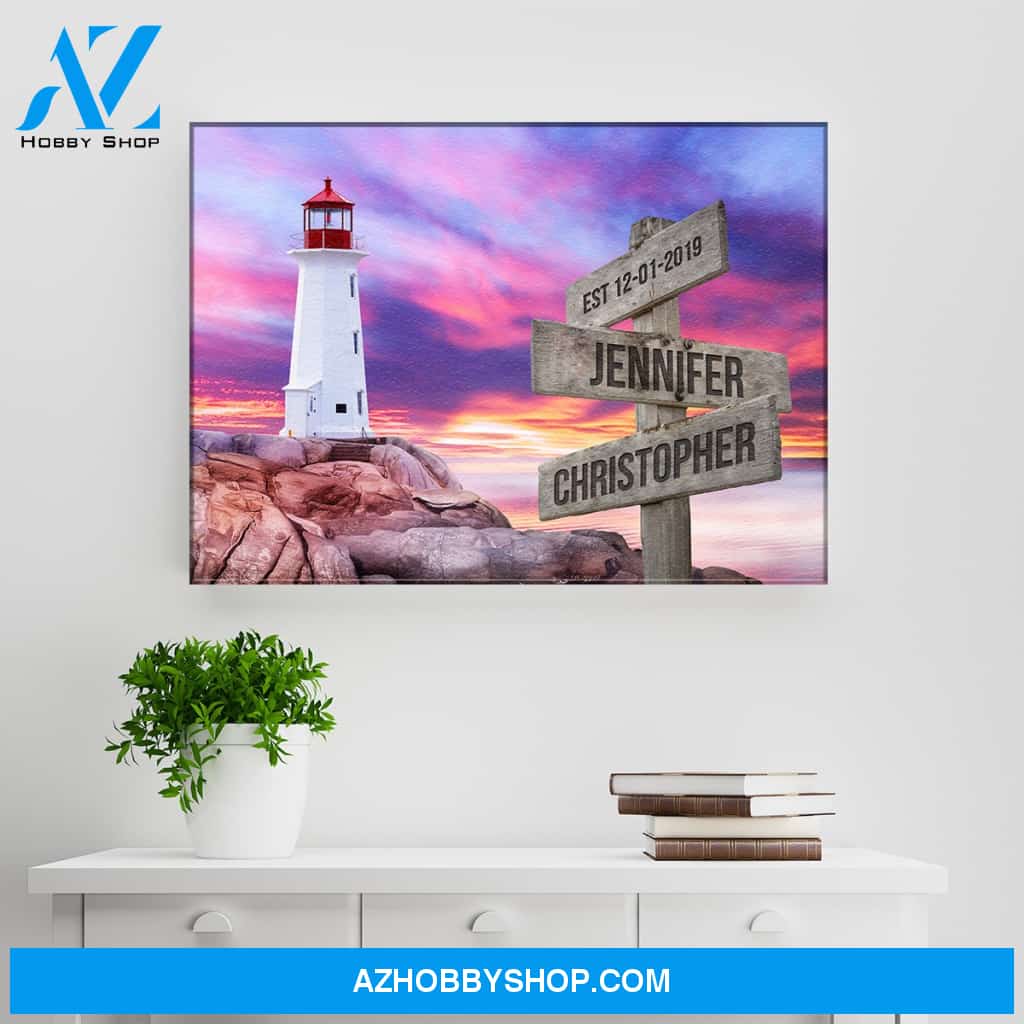 Lighthouse Sunset Color Names Premium Canvas