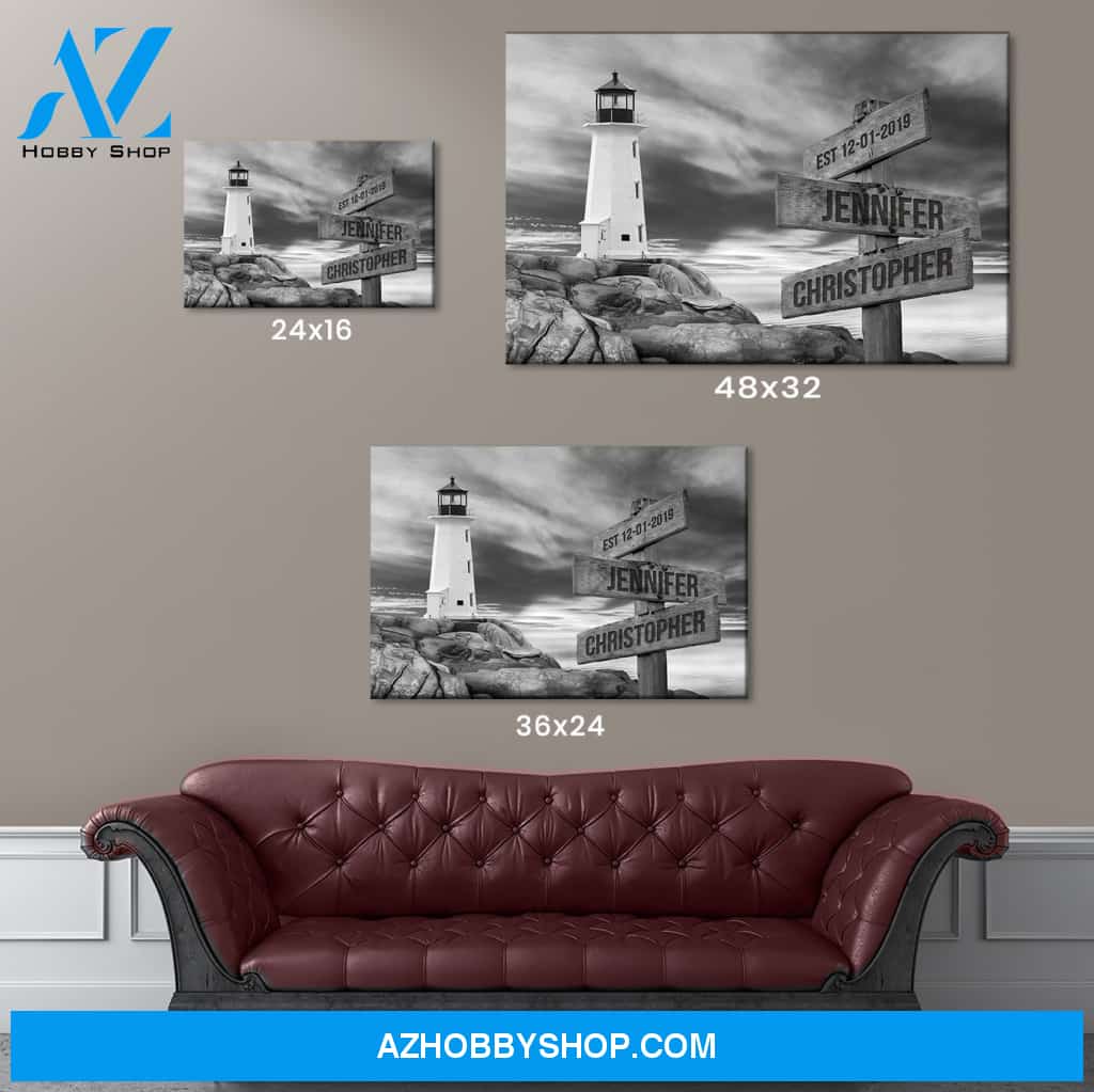 Lighthouse Sunset Names Premium Canvas