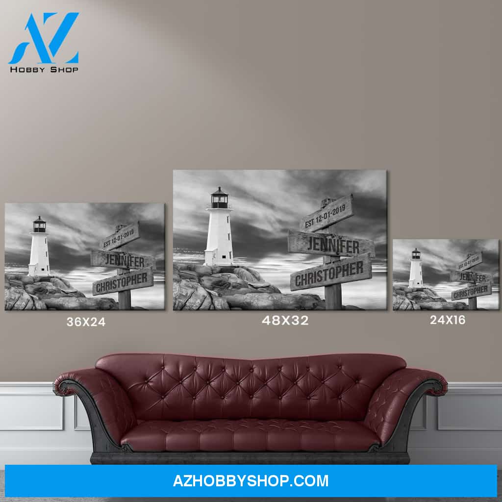 Lighthouse Sunset Names Premium Canvas