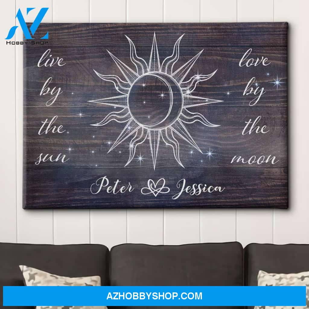 Love By The Moon - Personalized Custom Name Canvas