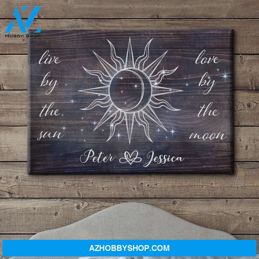 Love By The Moon - Personalized Custom Name Canvas
