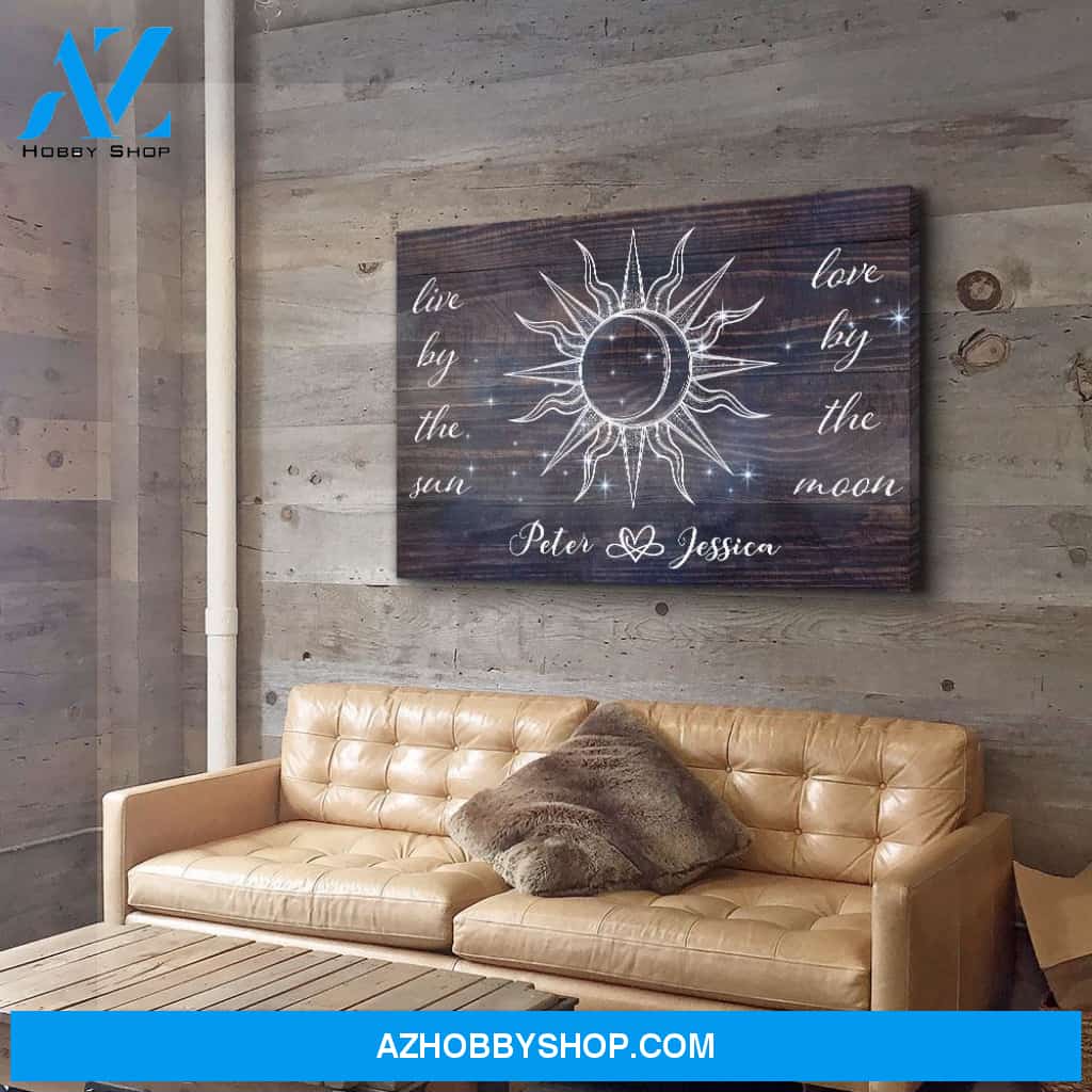 Love By The Moon - Personalized Custom Name Canvas