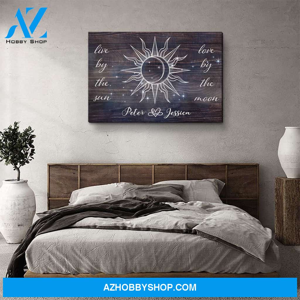 Love By The Moon - Personalized Custom Name Canvas