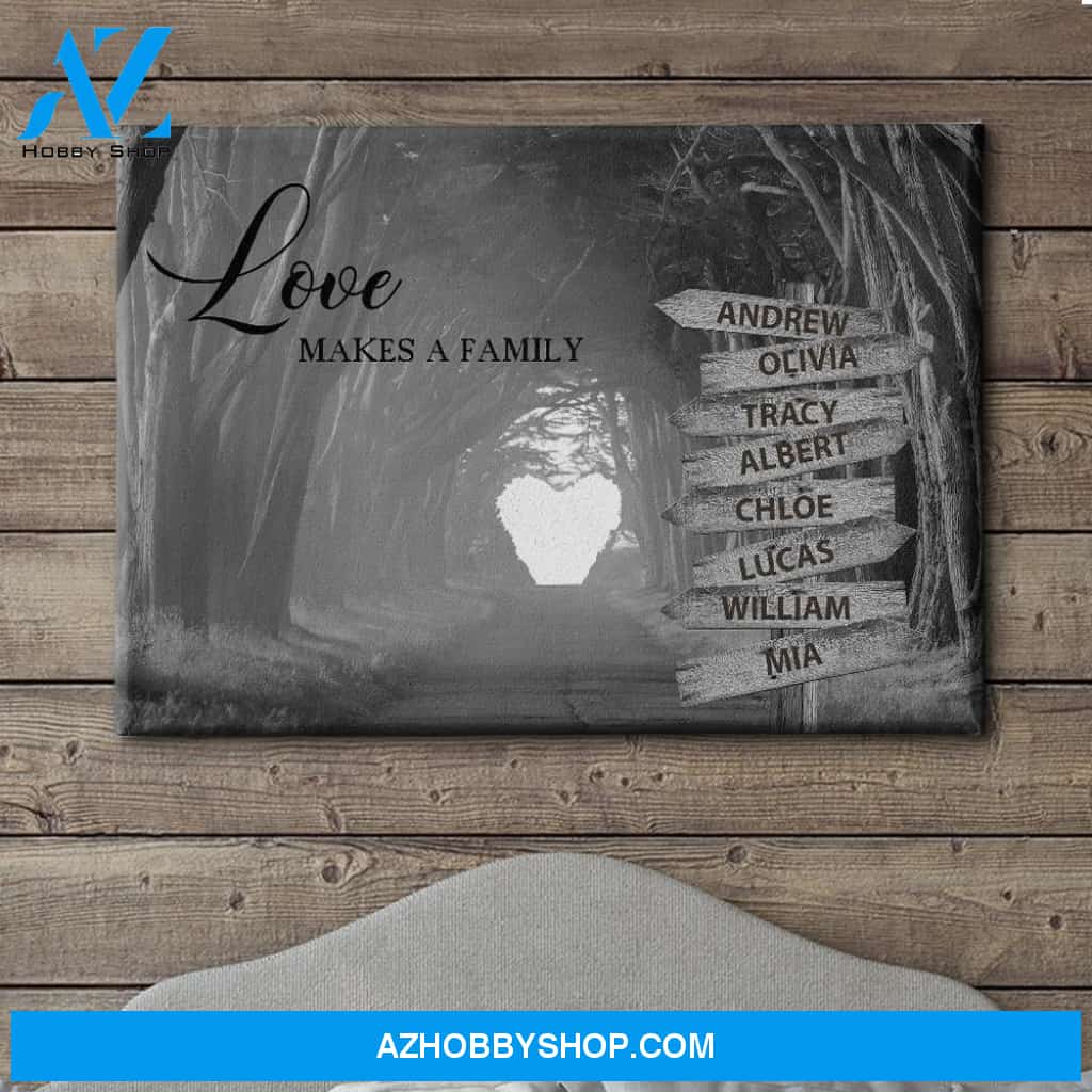 Love Makes A Family - Personalized Custom Name Canvas