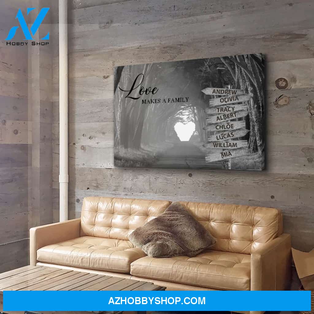 Love Makes A Family - Personalized Custom Name Canvas