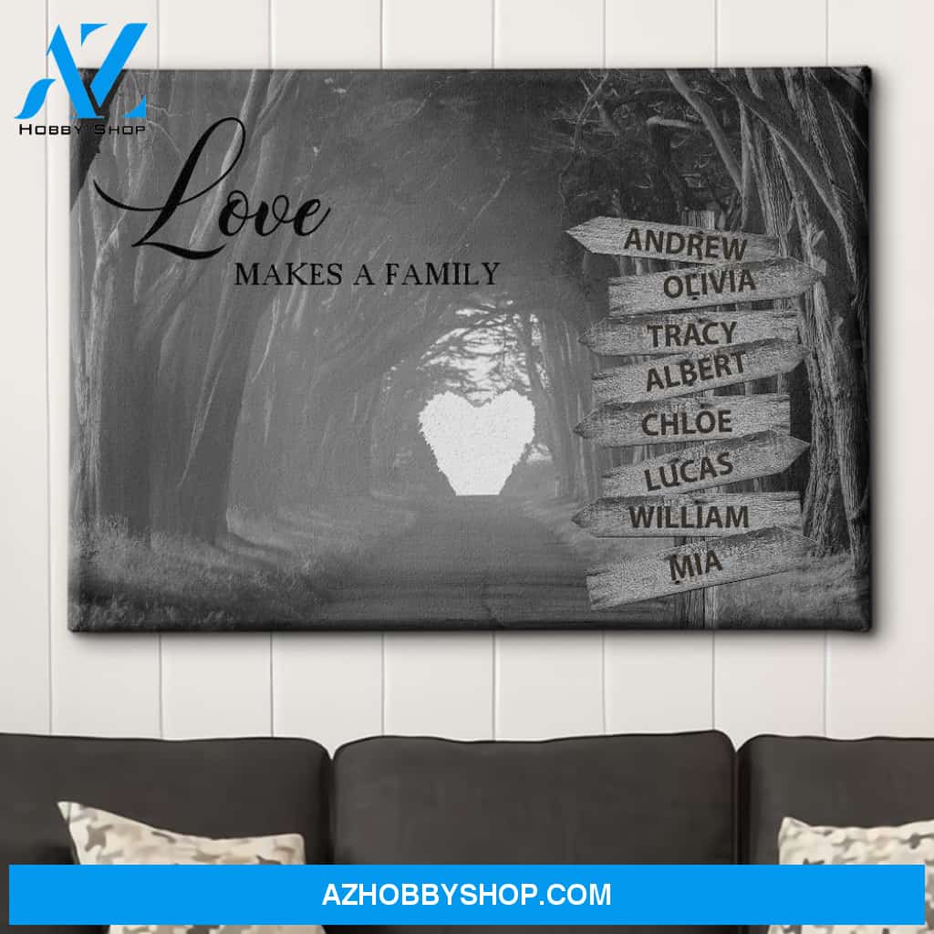 Love Makes A Family - Personalized Custom Name Canvas