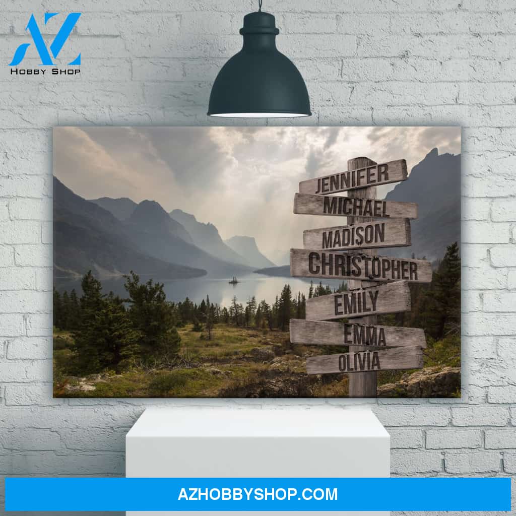 Mountain Range Color Multi-Names Premium Canvas
