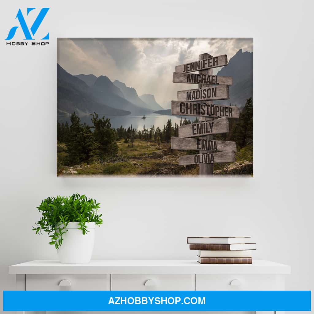 Mountain Range Color Multi-Names Premium Canvas