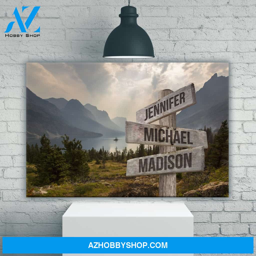 Mountain Range Color Multi-Names Premium Canvas