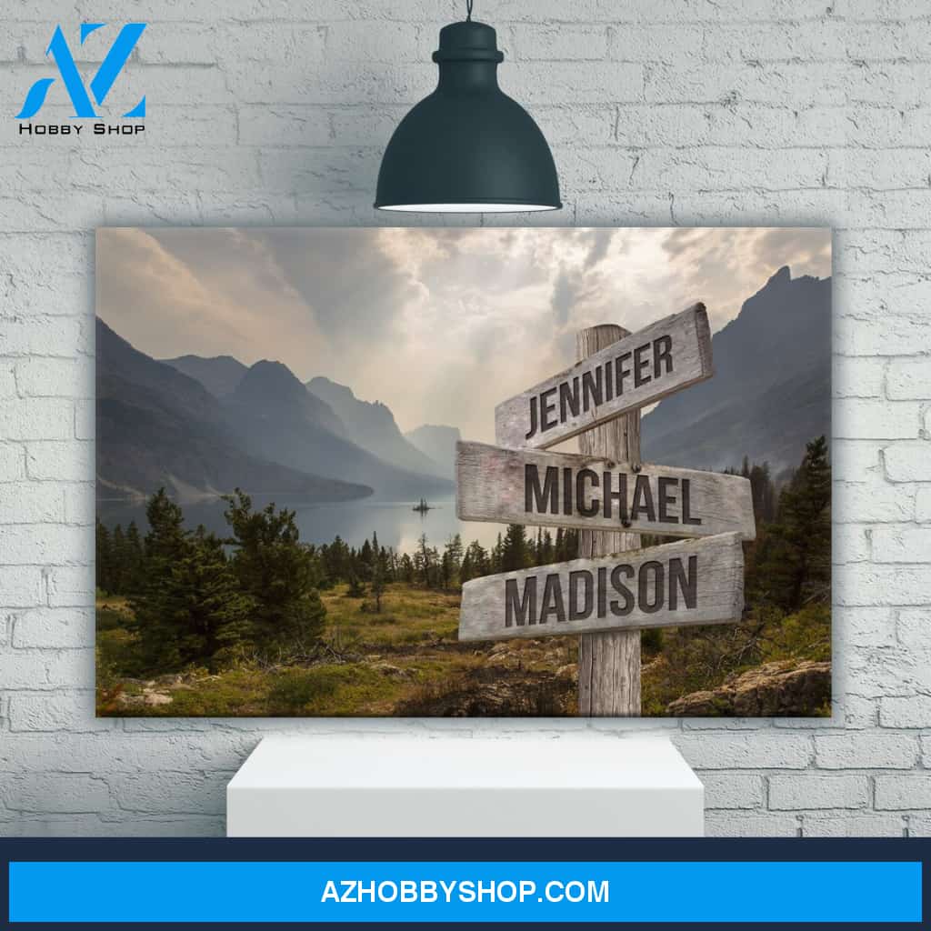 Mountain Range Color Multi-Names Premium Canvas