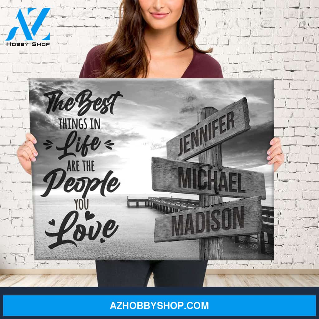 Ocean Dock with Saying 3 Multi-Names Premium Canvas