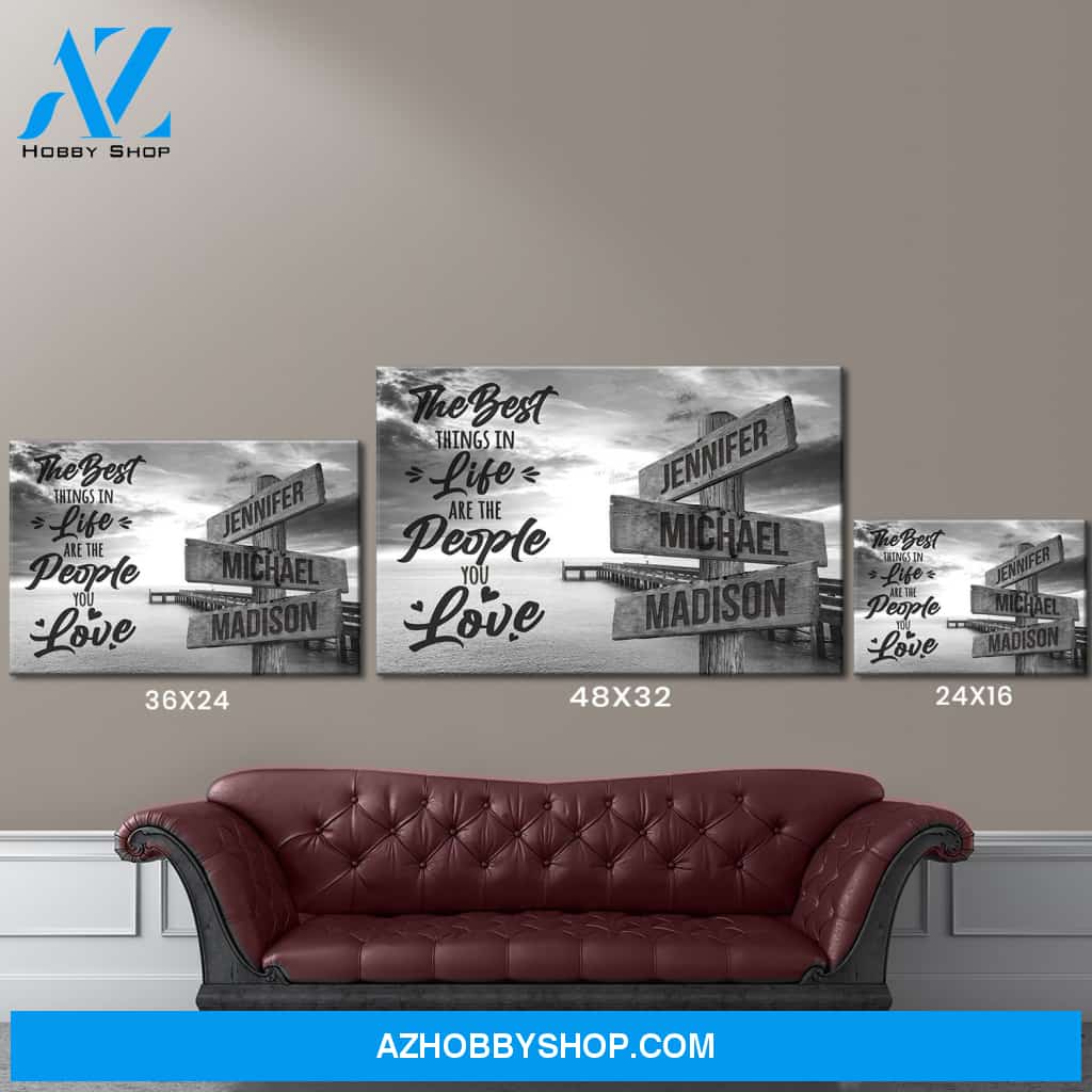 Ocean Dock with Saying 3 Multi-Names Premium Canvas